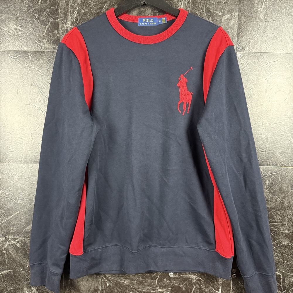 Polo Ralph Lauren Men's Blue Double Knit Retro Big Pony Sweatshirt Medium